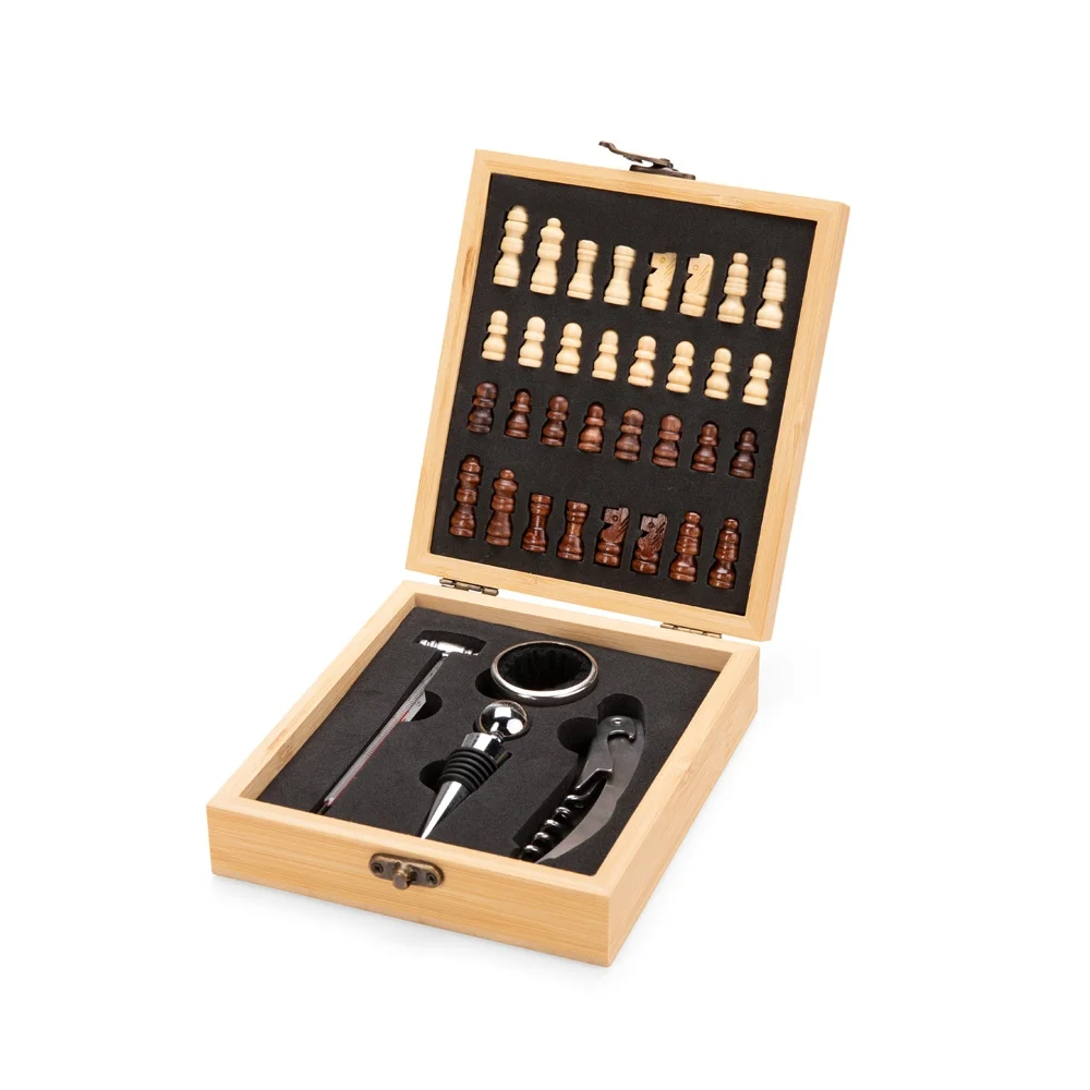 Kit Vinho com Tabuleiro de Xadrez (Bambu) L019118