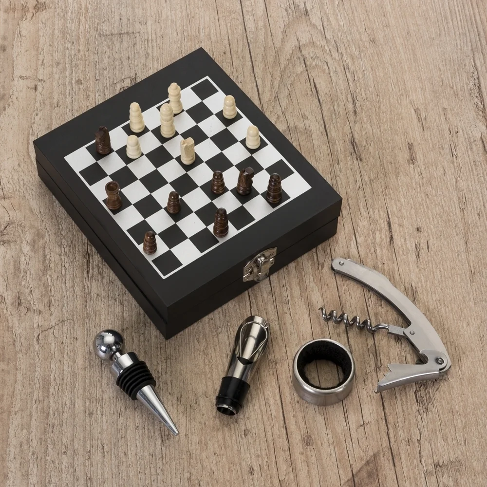 Kit Vinho Executivo com Xadrez (Caixa Preta) L012046