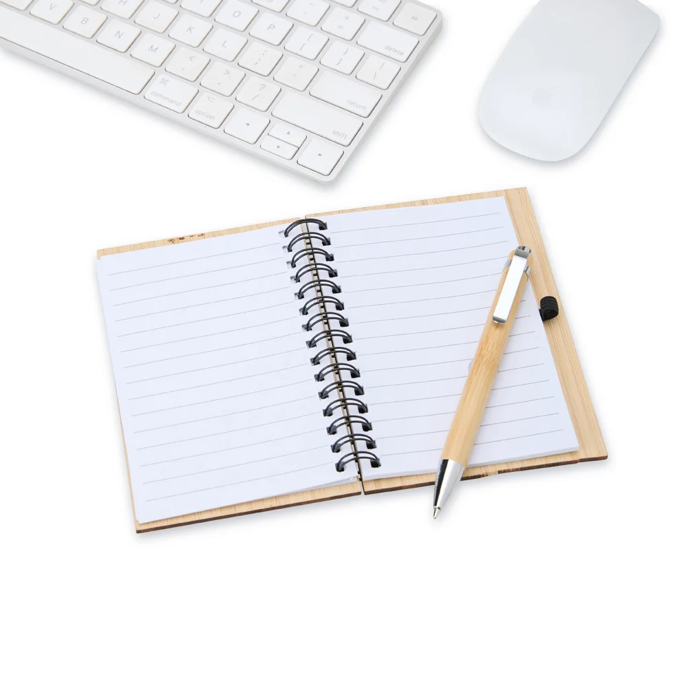 Caderno e Caneta Sustentáveis em Bambu Natural L005134